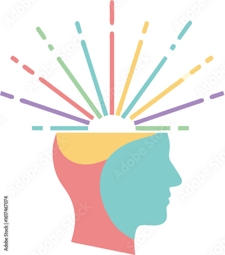 Mindset vector icon. Human head profile silhouette representing psychology, mental health, attitude, and personal growth concept.