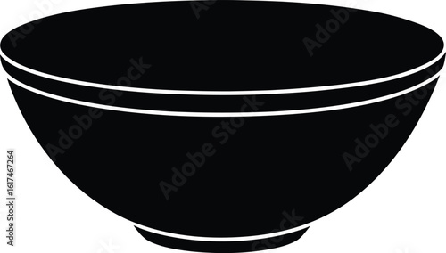 Kitchen Bowl in Outline silhouette vector art illustration