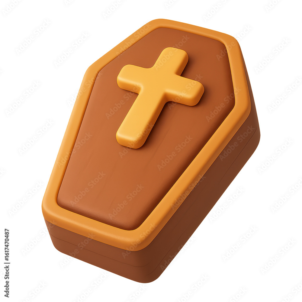 Obraz premium 3D illustration of coffin with cross with transparent background