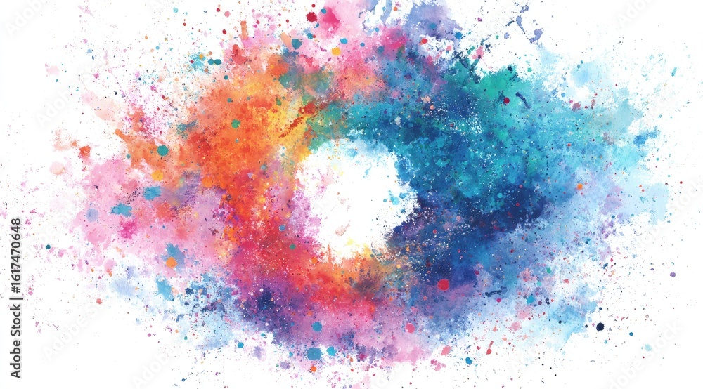 Fototapeta premium Colorful abstract circle with splatter