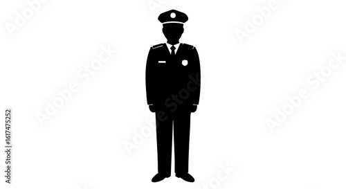A Policeman silhouette standing at attention.