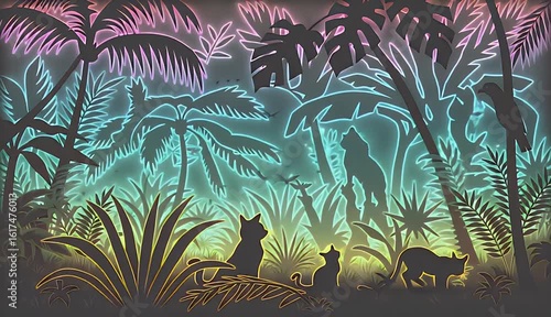 Spinning Green Light Trail Abstract Animation Over Dark Natural Background