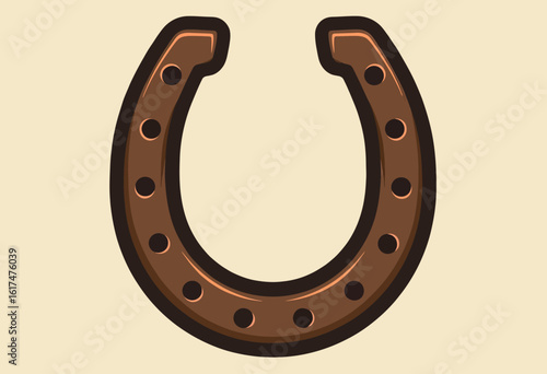 A simple and bold illustration of a classic iron horseshoe, a powerful and timeless symbol of good luck, Western culture, and rustic equestrian charm.
