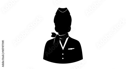 An elegant flight attendant in uniform, a symbol of travel and service.