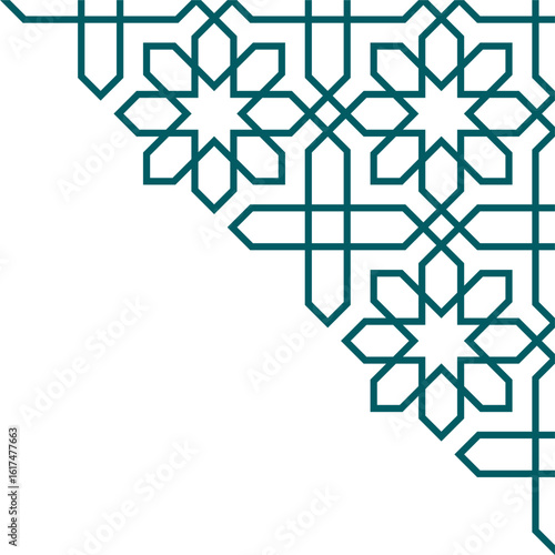 Abstract geometric corner decoration in Islamic style
