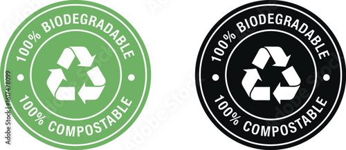 Biodegradable compostable eco friendly product label green and black design
