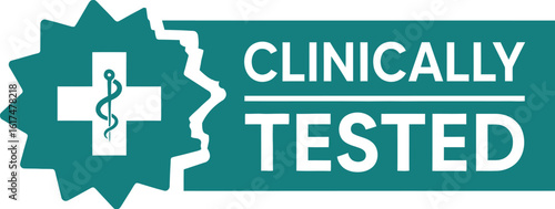 Clinically tested product label for healthcare and medical products verified safe