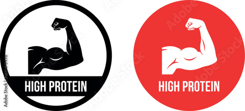 High protein food supplement strong arm muscle fitness nutrition diet vector icon