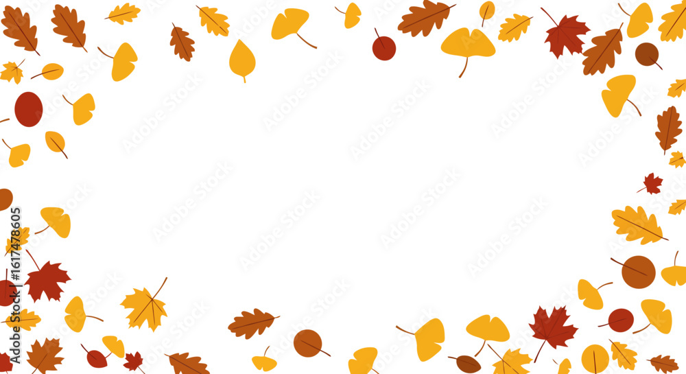 Obraz premium Autumn Leaves Frame: Golden, Yellow and Brown Foliage