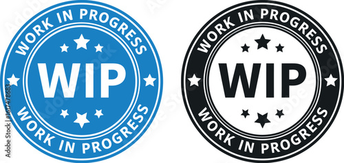 Work in progress wip vector illustration badge icon symbol label design graphic