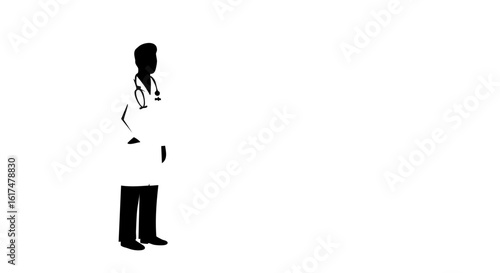Silhouette of a doctor wearing a stethoscope, representing the medical profession.