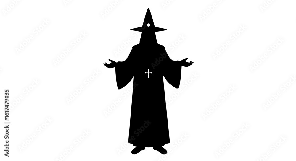 Obraz premium A shadowy wizard silhouette, conjuring magic.