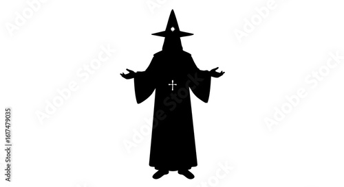 A shadowy wizard silhouette, conjuring magic.