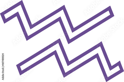 Purple Aquarius Zodiac Symbol on White Background astrology