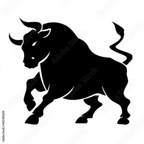 vector illustration of a black bull