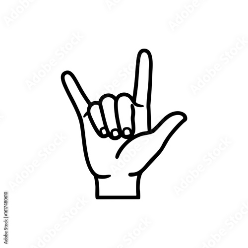  I love you hand sign in deaf language icon