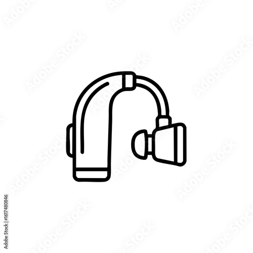  Line icon of hearing aid for deaf support and accessibility