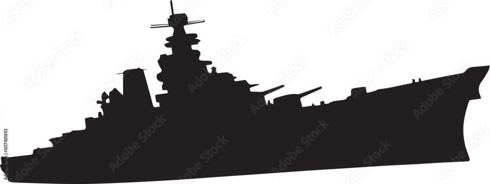 Obraz premium Battleship Silhouette vector illustration
