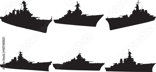 Set of Battleship Silhouette vector illustration