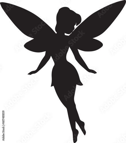 A pixie with delicate Silhouette vector illustration	
