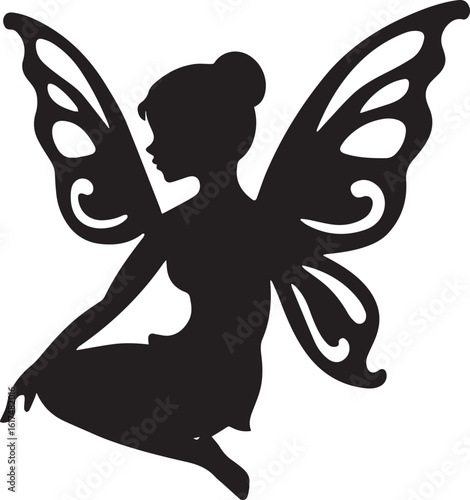 A pixie with delicate Silhouette vector illustration	