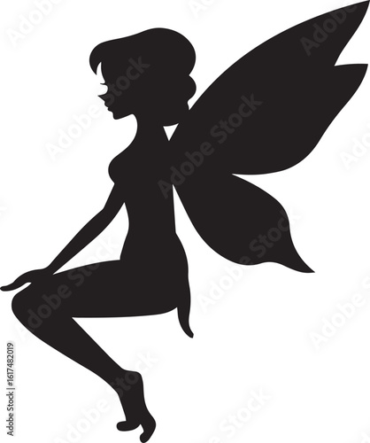 A pixie with delicate Silhouette vector illustration	
