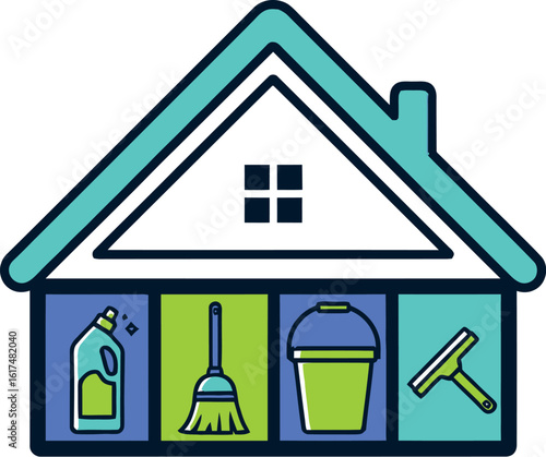 House cleaning service logo design vector for professional home cleaning company