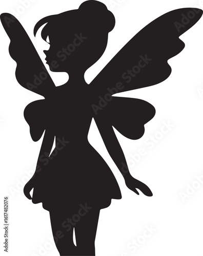 A pixie with delicate Silhouette vector illustration	