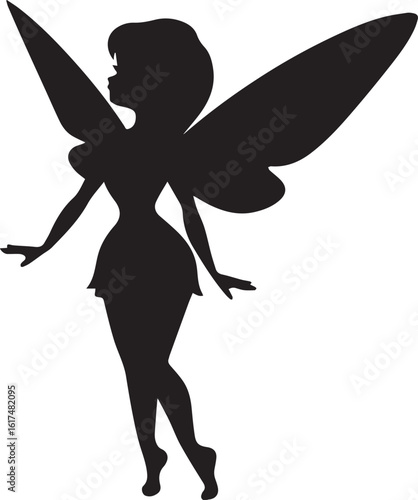 A pixie with delicate Silhouette vector illustration	
