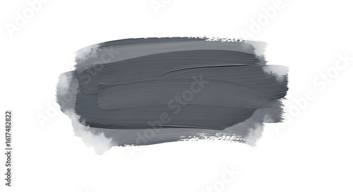 Soft Grey Acrylic Paint Brush Stroke on Transparent Background