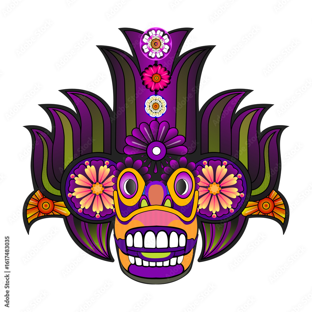 Obraz premium Devil mask, Srilankan Mask, Yaka Sticker, colorful mask PNG