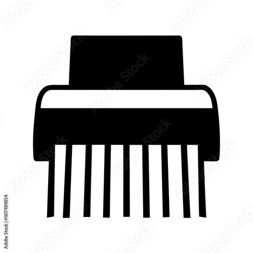 Solid black icon of a dustpan with multiple bristles for cleaning