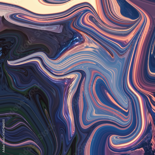 Fluid blue and purple abstract painting with glowing strokes and soft texture, ideal for modern art, digital design, or backgrounds.