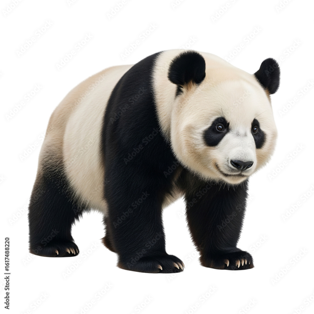Fototapeta premium Adorable Giant Panda Walking Isolated on Transparent Background