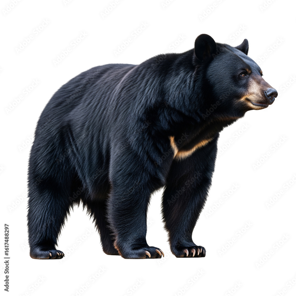 Fototapeta premium Large Asian Black Bear Standing Isolated on Transparent Background
