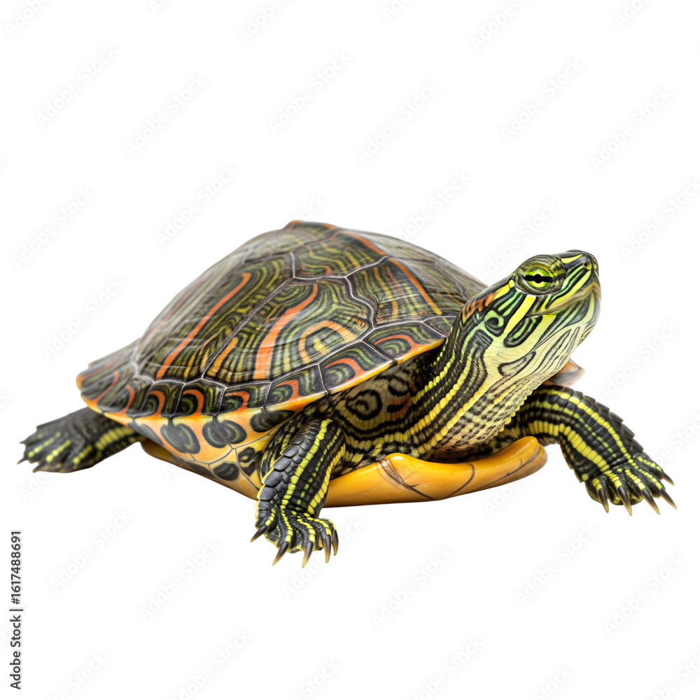 Fototapeta premium Red-Eared Slider Turtle Isolated on Transparent Background
