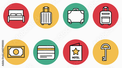 Collection of design icons set representing hotel  business Elemants amenities and services