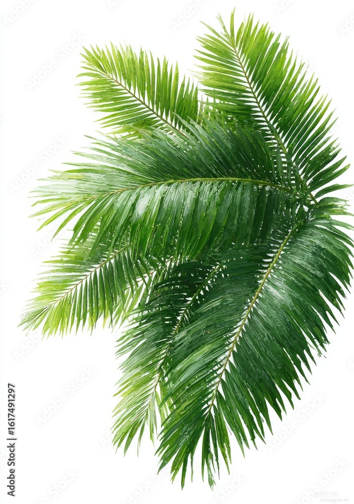 Naklejka premium Lush palm fronds against white (1)