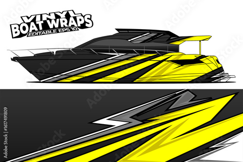 Graphic boat vinyl wrap sticker design