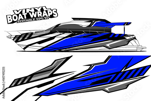 Graphic boat vinyl wrap sticker design