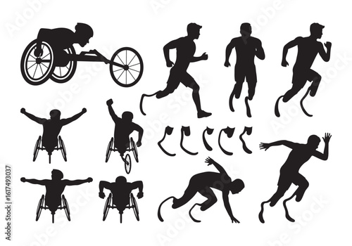 Disabled Athletes Silhouette Vector Collection for Para Sports 