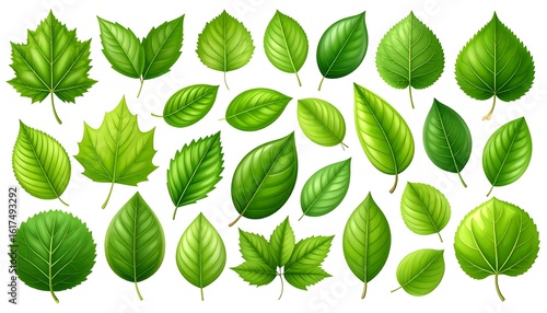 Collection of various green leaves