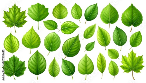 Collection of various green leaves (6)