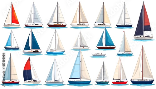 Collection of various sailing yachts