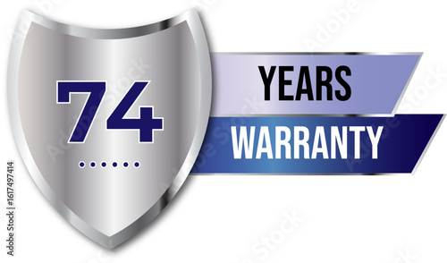 Minimalist years warranty shield label icon badge design. blue and silver color. Guarantee, quality assurance, protection. warranty badge sign insignia symbol with stars on transparent background