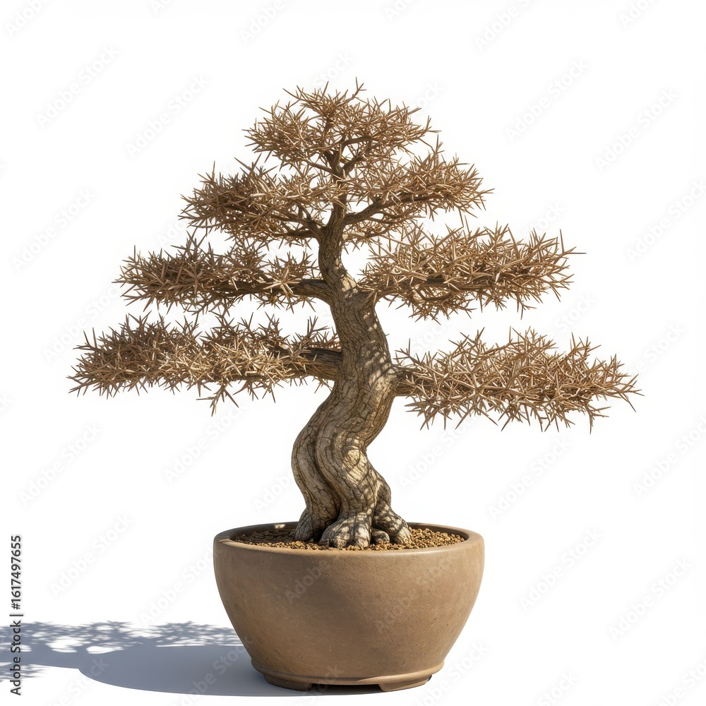 Obraz premium Bonsai tree in pot isolated on white background. use cases: decoration, presentation.