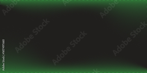 abstract green halftones background on black background