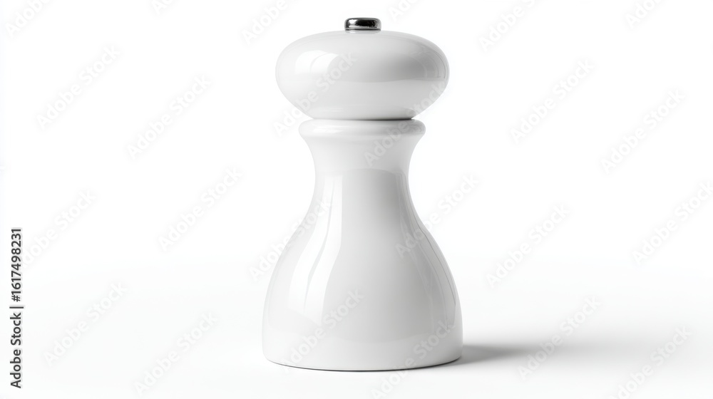 A single, high resolution 4K photorealistic image of a ceramic salt grinder, modern design, perfectly clean and isolated on a pure white background. Even soft lighting to highlight its smooth finish A single, high resolution 4K photorealistic image of a ceramic salt grinder, modern design, perfectly clean and isolated on a pure white background. Even soft lighting to highlight its smooth finish