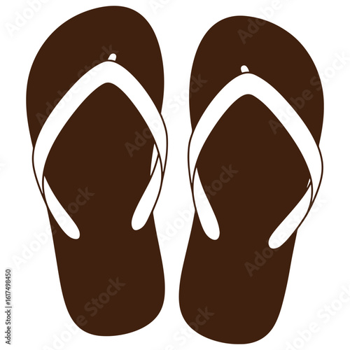 Vector illustration of brown and white flip flops perfect for summer vacations and relaxation
