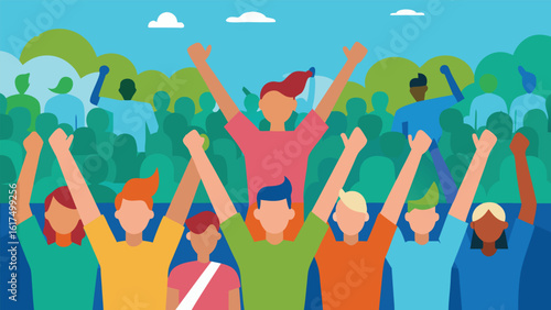 Full stadium crowd cheering scene for banner or advertisement design